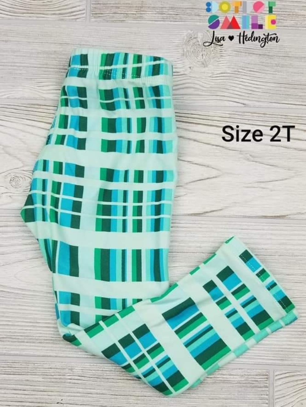 NWT DotDotSmile Green Plaid Kids Leggings (6/12 Mos & 2T)